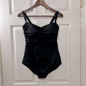Lands End One Piece Bathing Suit Women's Black Lycra Xtra Life Size 8D NWT Beach